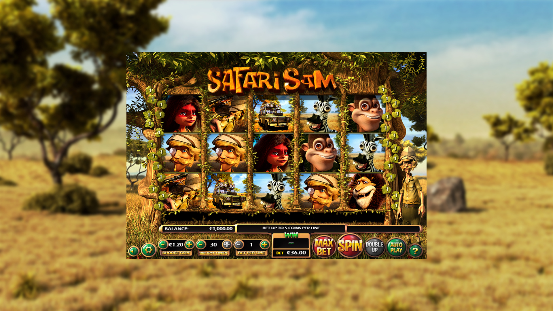 BetSoft Safari Sam Screenshot
